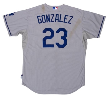 2013 Adrian Gonzalez Game Worn Los Angeles Dodgers Road Jersey (MLB Authenticated)
